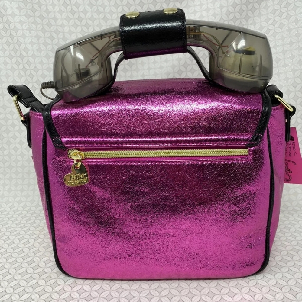 Betsey Johnson Kitsch Off The Hook Hotline Call Me Baby Phone Crossbody Bag Pink - Picture 6 of 15